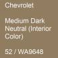 Preview: Chevrolet, Medium Dark Neutral (Interior Color), 52 / WA9648.